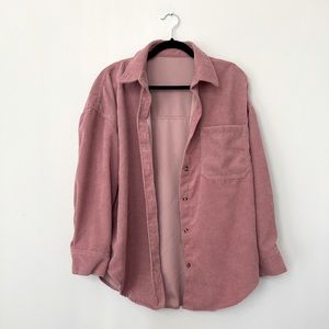Corduroy woman’s long sleeve shacket, dusty pink in size medium brand new